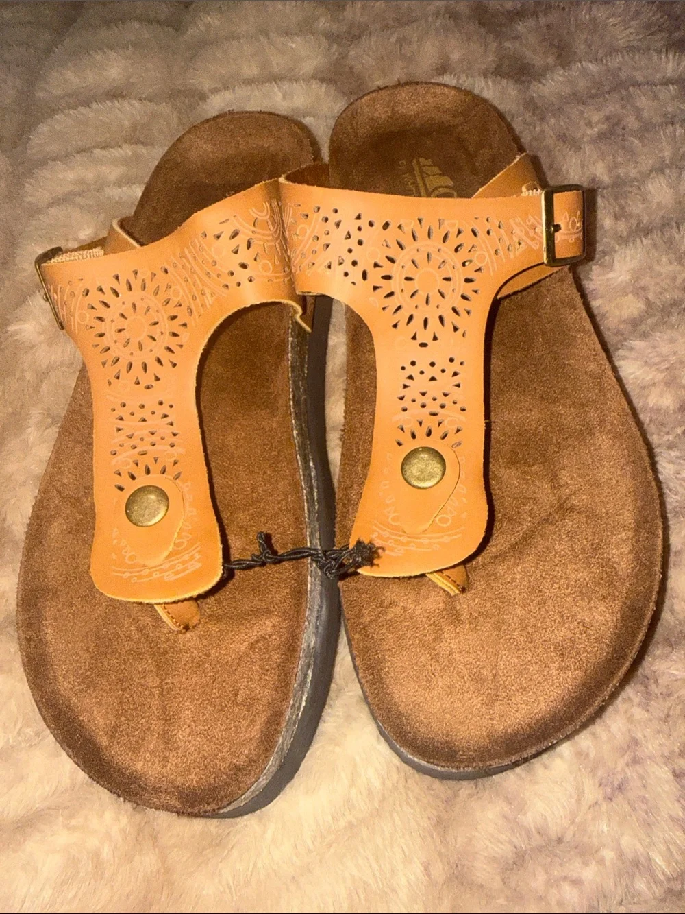 New cliffs by white  Mountain,  Dark Brown Braided Sandals, sz 7